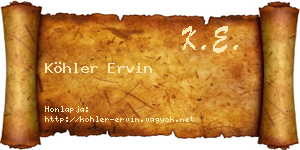 Köhler Ervin névjegykártya