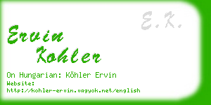 ervin kohler business card